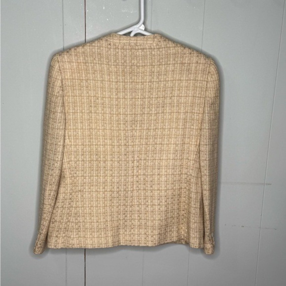 Vintage 60s Wool Blend Tweed Blazer Pale Yellow - Picture 2 of 6
